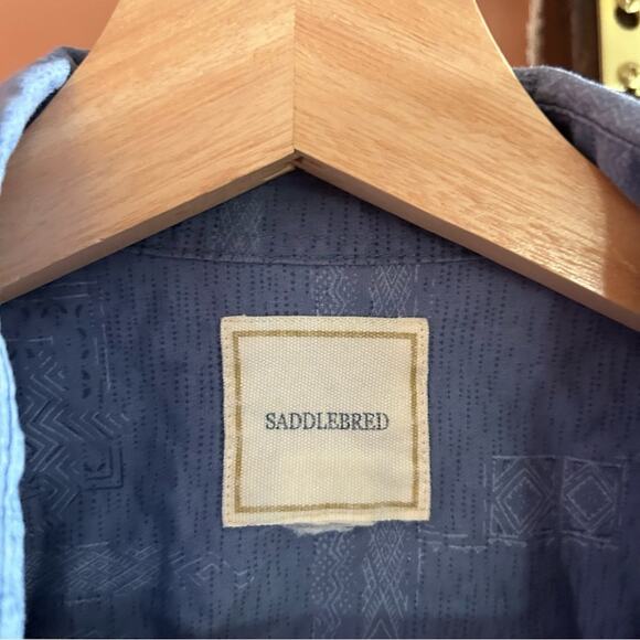 Saddlebred Short Sleeve Button Down Shirt Collar Pocket Blue Pattern Size XXL - Picture 3 of 4